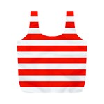 Horizontal Stripes - White and Ferrari Red Full Print Recycle Bag (M)