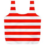 Horizontal Stripes - White and Ferrari Red Full Print Recycle Bag (XL)