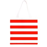 Horizontal Stripes - White and Ferrari Red Grocery Light Tote Bag
