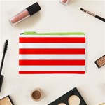 Horizontal Stripes - White and Ferrari Red Canvas Cosmetic Bag (XS)