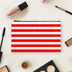 Horizontal Stripes - White and Ferrari Red Cosmetic Bag (M)
