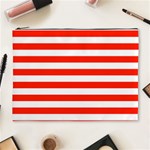Horizontal Stripes - White and Ferrari Red Cosmetic Bag (XL)