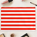 Horizontal Stripes - White and Ferrari Red Cosmetic Bag (XXL)