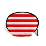 Horizontal Stripes - White and Ferrari Red Accessory Pouch (Small)
