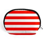 Horizontal Stripes - White and Ferrari Red Accessory Pouch (Medium)