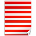 Horizontal Stripes - White and Ferrari Red Canvas 18  x 24 