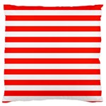 Horizontal Stripes - White and Ferrari Red Large Cushion Case (One Side)