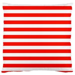 Horizontal Stripes - White and Ferrari Red Large Flano Cushion Case (One Side)