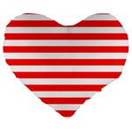 Horizontal Stripes - White and Ferrari Red Large 19  Premium Heart Shape Cushion
