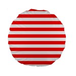 Horizontal Stripes - White and Ferrari Red Standard 15  Premium Round Cushion
