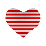 Horizontal Stripes - White and Ferrari Red Standard 16  Premium Heart Shape Cushion
