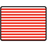 Horizontal Stripes - White and Ferrari Red Fleece Blanket (Large) (One Side)