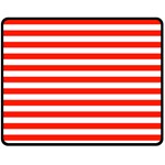 Horizontal Stripes - White and Ferrari Red Fleece Blanket (Medium) (One Side)