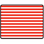 Horizontal Stripes - White and Ferrari Red Double Sided Fleece Blanket (Medium) (Two Sides)