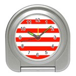 Horizontal Stripes - White and Ferrari Red Desk Alarm Clock