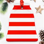 Horizontal Stripes - White and Ferrari Red Bell Ornament (Two Sides)