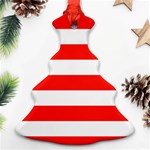 Horizontal Stripes - White and Ferrari Red Christmas Tree Ornament (Two Sides)