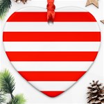 Horizontal Stripes - White and Ferrari Red Heart Ornament (Two Sides)