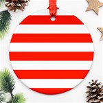 Horizontal Stripes - White and Ferrari Red Ornament (Round)