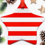 Horizontal Stripes - White and Ferrari Red Star Ornament (Two Sides)
