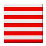 Horizontal Stripes - White and Ferrari Red Tile Coaster