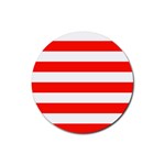 Horizontal Stripes - White and Ferrari Red Rubber Round Coaster (4 pack)