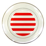 Horizontal Stripes - White and Ferrari Red Porcelain Plate