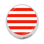 Horizontal Stripes - White and Ferrari Red 4-Port USB Hub (One Side)