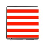 Horizontal Stripes - White and Ferrari Red Memory Card Reader (Square)