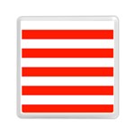 Horizontal Stripes - White and Ferrari Red Memory Card Reader with Storage (Square)