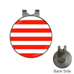 Horizontal Stripes - White and Ferrari Red Golf Ball Marker Hat Clip