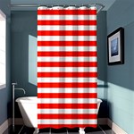 Horizontal Stripes - White and Ferrari Red Shower Curtain 36  x 72  (Stall)
