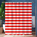 Horizontal Stripes - White and Ferrari Red Shower Curtain 60  x 72  (Medium)