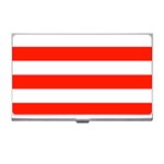 Horizontal Stripes - White and Ferrari Red Business Card Holder