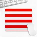Horizontal Stripes - White and Ferrari Red Large Mousepad