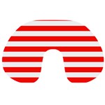 Horizontal Stripes - White and Ferrari Red Travel Neck Pillow