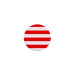 Horizontal Stripes - White and Ferrari Red 1  Mini Button