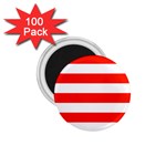 Horizontal Stripes - White and Ferrari Red 1.75  Magnet (100 pack)