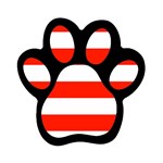Horizontal Stripes - White and Ferrari Red Magnet (Paw Print)
