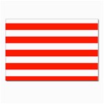 Horizontal Stripes - White and Ferrari Red Postcard 5  x 7 