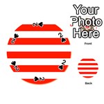 Horizontal Stripes - White and Ferrari Red Playing Cards 54 (Round)