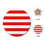Horizontal Stripes - White and Ferrari Red Playing Cards (Round)