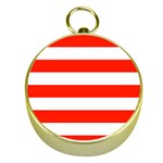 Horizontal Stripes - White and Ferrari Red Gold Compass
