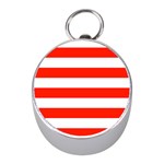 Horizontal Stripes - White and Ferrari Red Silver Compass (Mini)