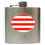 Horizontal Stripes - White and Ferrari Red Hip Flask (6 oz)