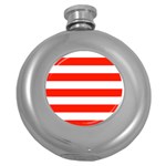 Horizontal Stripes - White and Ferrari Red Hip Flask (5 oz)