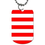 Horizontal Stripes - White and Red Dog Tag (One Side)