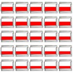 Horizontal Stripes - White and Red 9mm Italian Charm (25 pack)