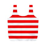 Horizontal Stripes - White and Red Full Print Recycle Bag (M)