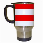 Horizontal Stripes - White and Red Travel Mug (White)